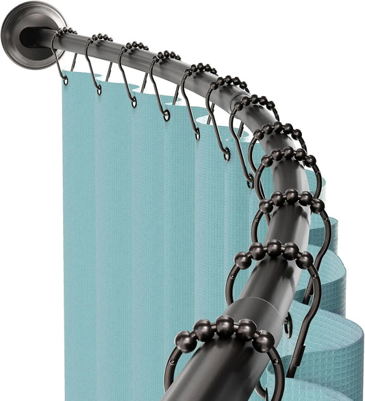 Curved No Drill Tension Shower Rod Rustproof For Bathroom Adds 6.5 Inches Of Interior Space Adjusts 50 To 72 Inches
