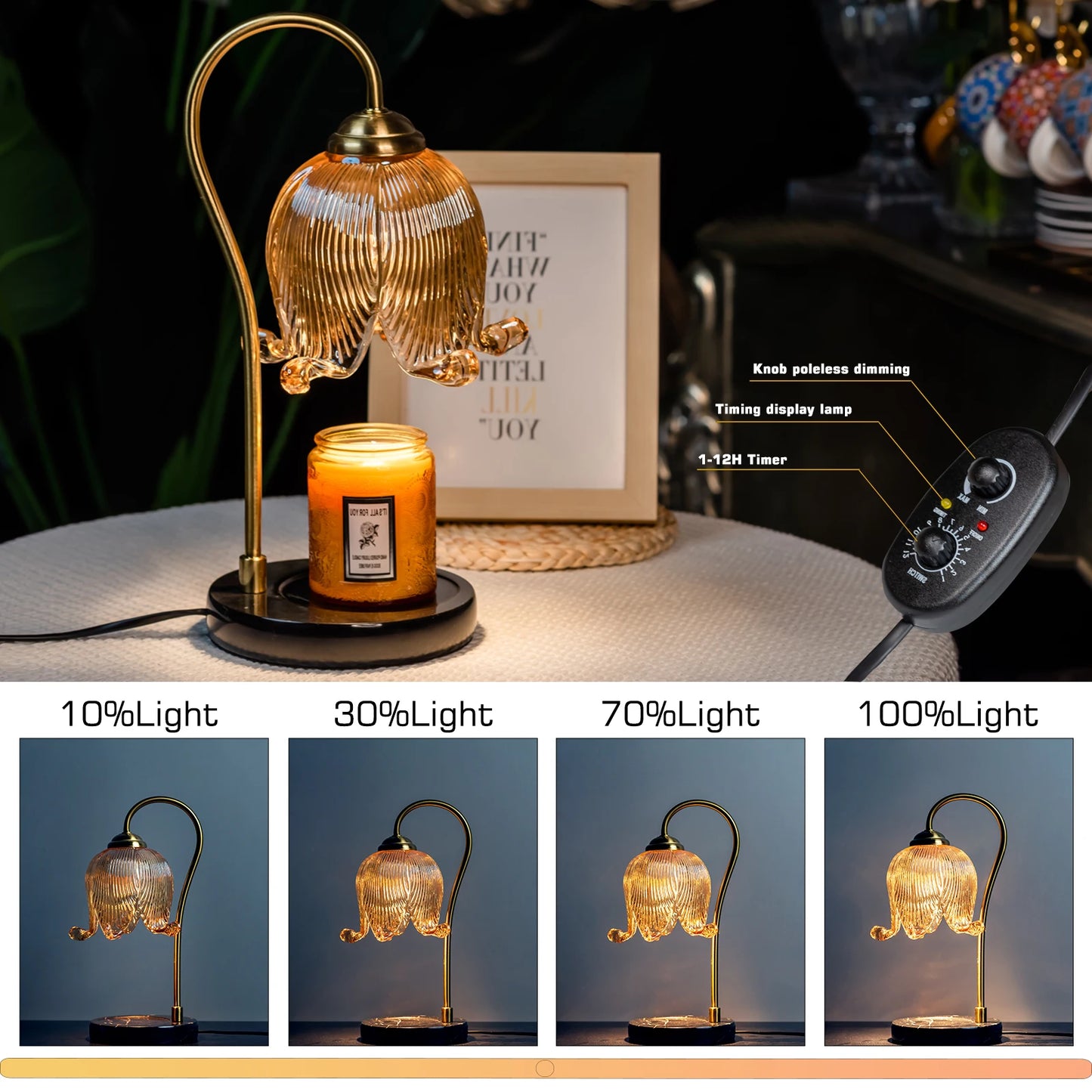 Tulip Flower Warm Candle Lamp Night Light Bedroom Bedside Table Fragrance Atmosphere