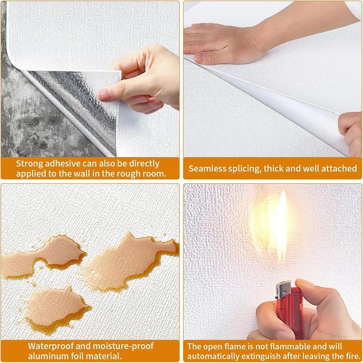 NONECN Linen 3D Foam Wallpaper Self Adhesive PVC Waterproof Wall Covering for Renovation