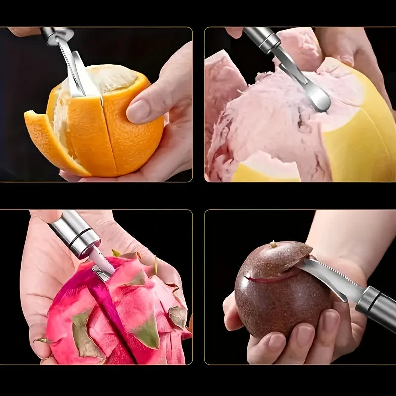 Stainless Steel Citrus Peeler with Handle for Kitchen Zester and Pro Grade Restaurant Gadget