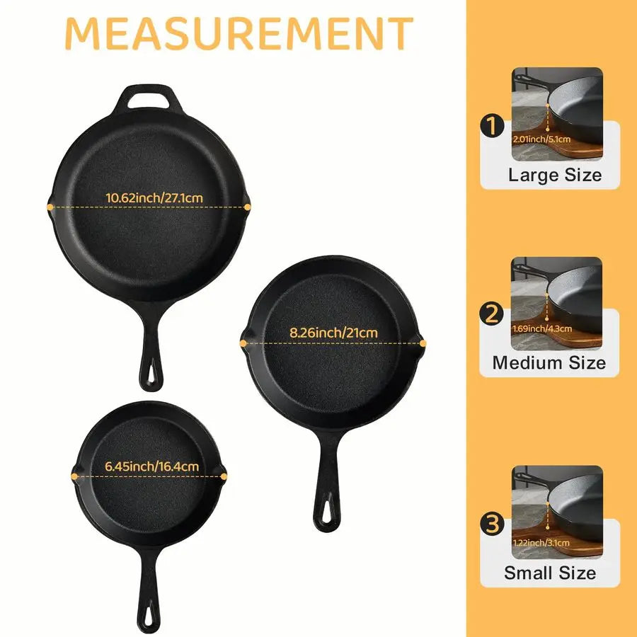 XMSJ Cast Iron Skillet Set Industrial-Grade Heavy-Duty Cookware Collection Premium