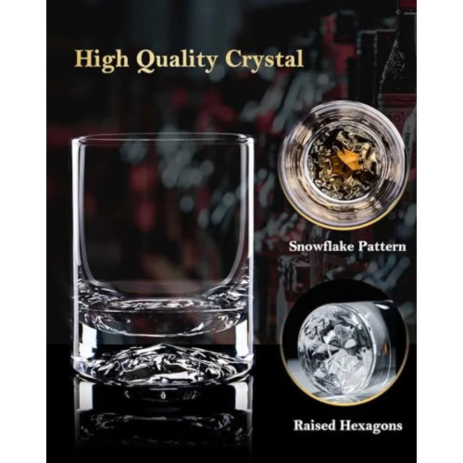 Hand Blown Crystal Double Old Fashioned Glasses For Whiskey Rocks With Thick Base
