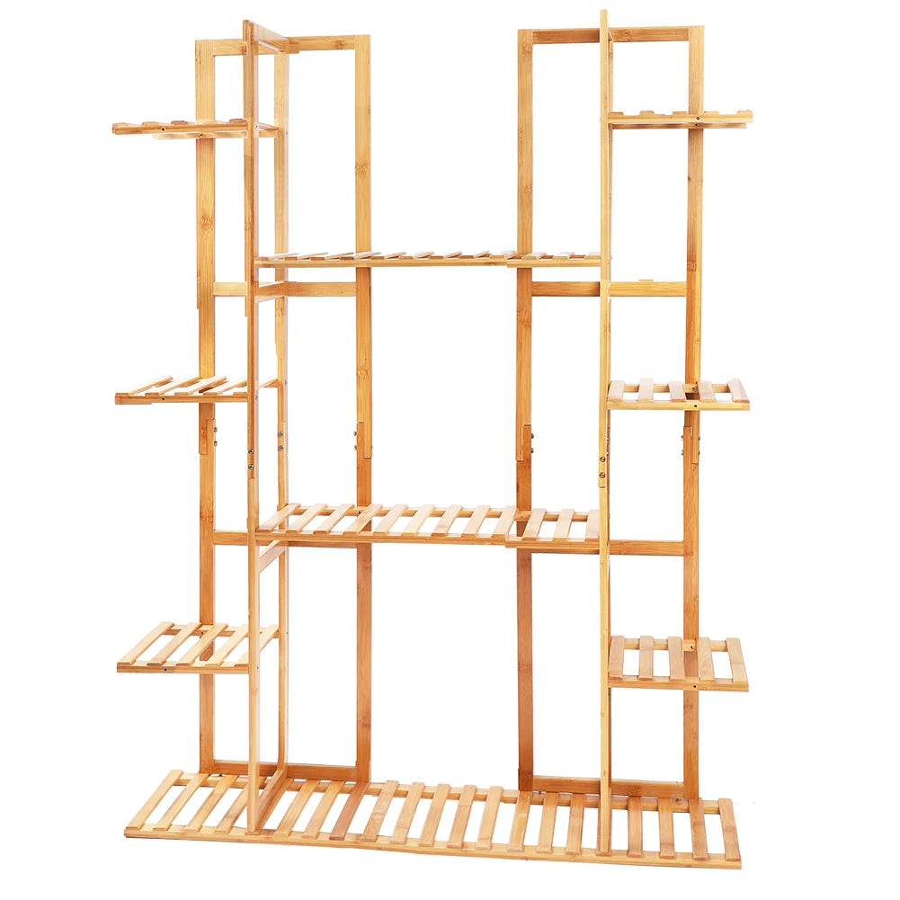 Nine Tier Bamboo Plant Stand For Indoor Plants Space Saving 9 Level Display Made From Natural Bamboo