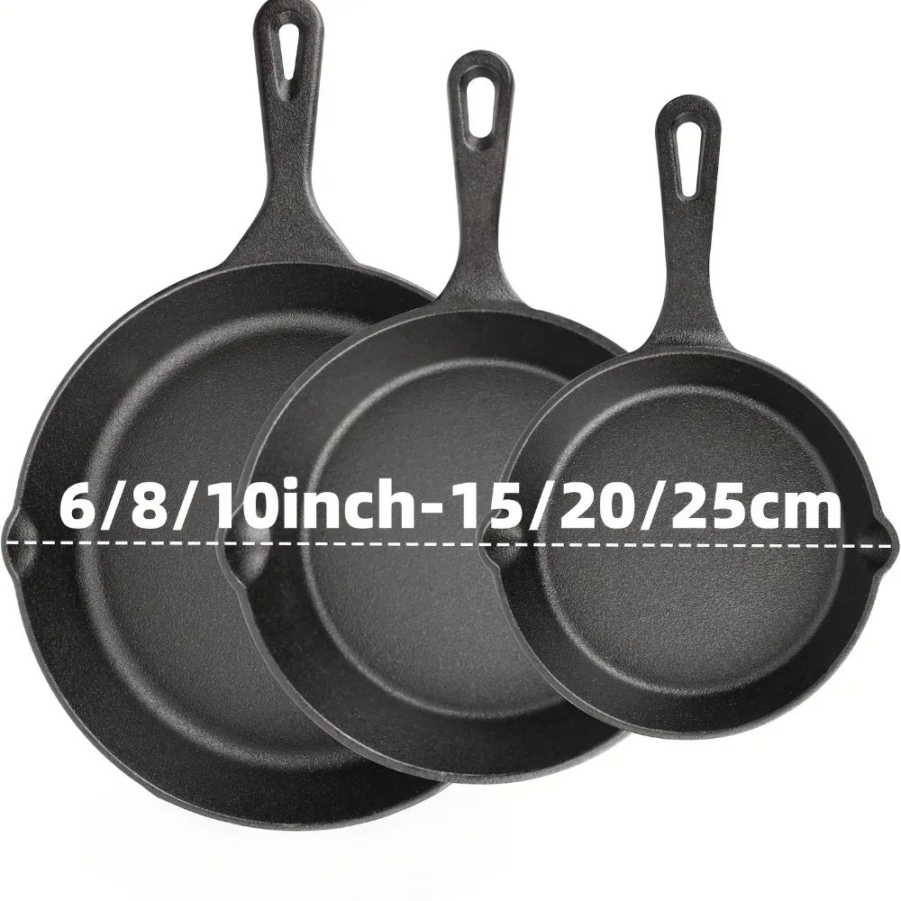 AEDG Heavy-Duty Cast Iron All-Purpose Skillet Set Nonstick OvenSafe Campfire-Ready