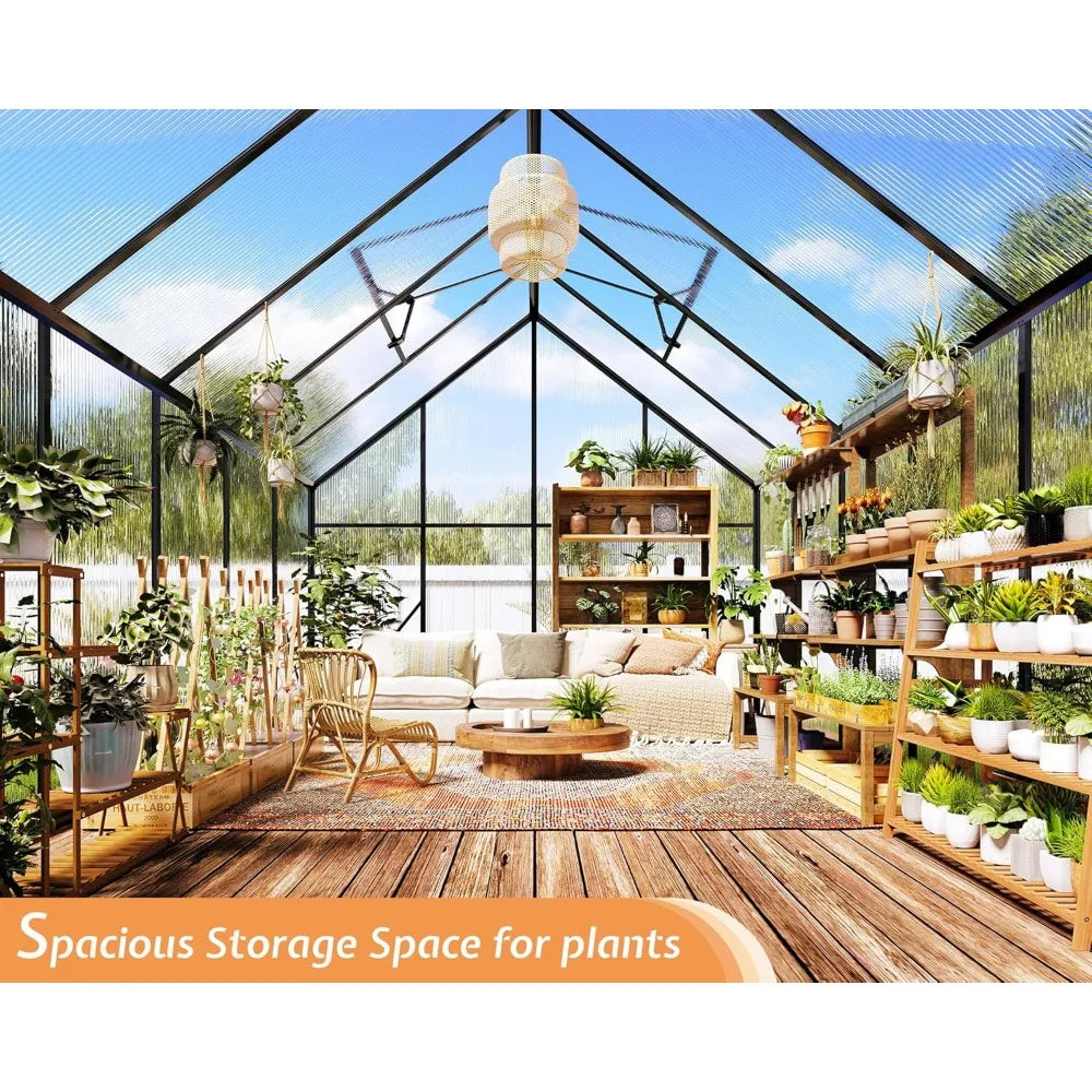 Polycarbonate Greenhouse With Aluminum Frame And Dual Doors