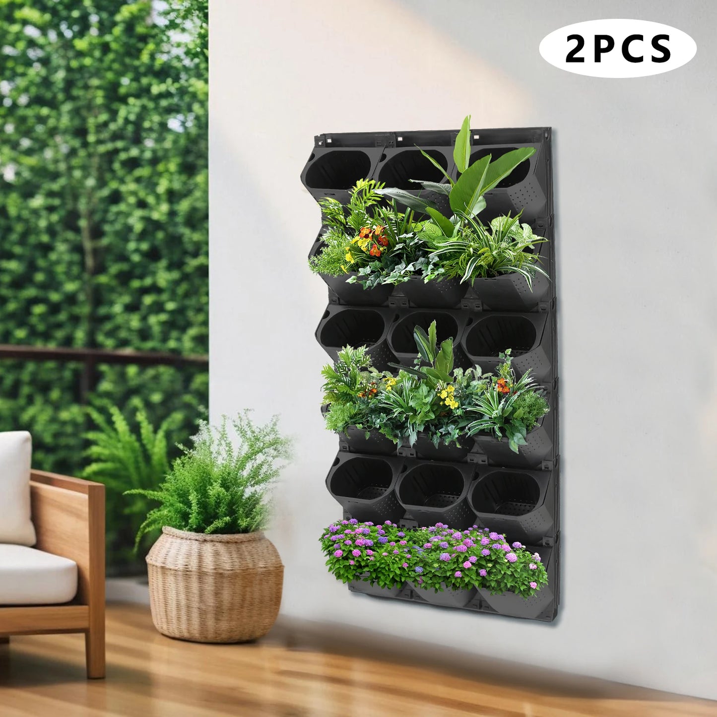 Stackable Self Watering Wall Planter With 36 Pots Indoor Outdoor Vertical Garden