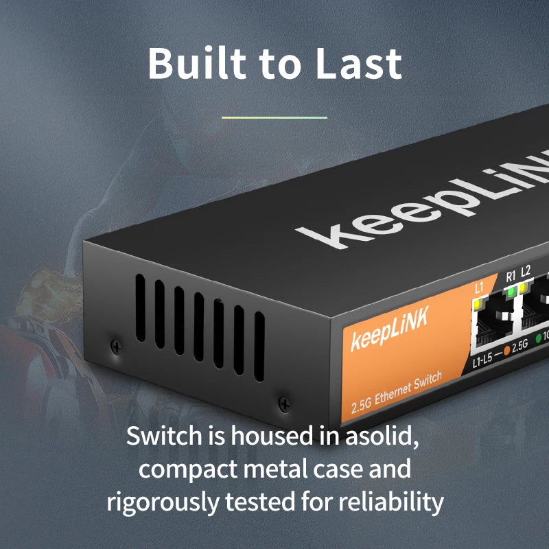 KeepLiNK 6 Port Multi Gig Unmanaged Ethernet Switch With Five 2.5G RJ45 Ports And One 10G SFP Plus Uplink