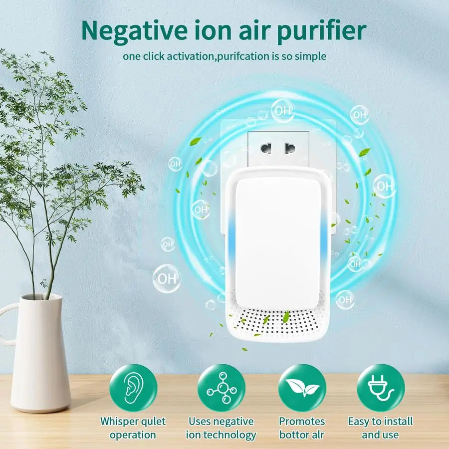 Ionic Air Purifier 4 Ionizer Filterless Dust Pet Dander Pollen Odors Quietly Cleans Air Allergies