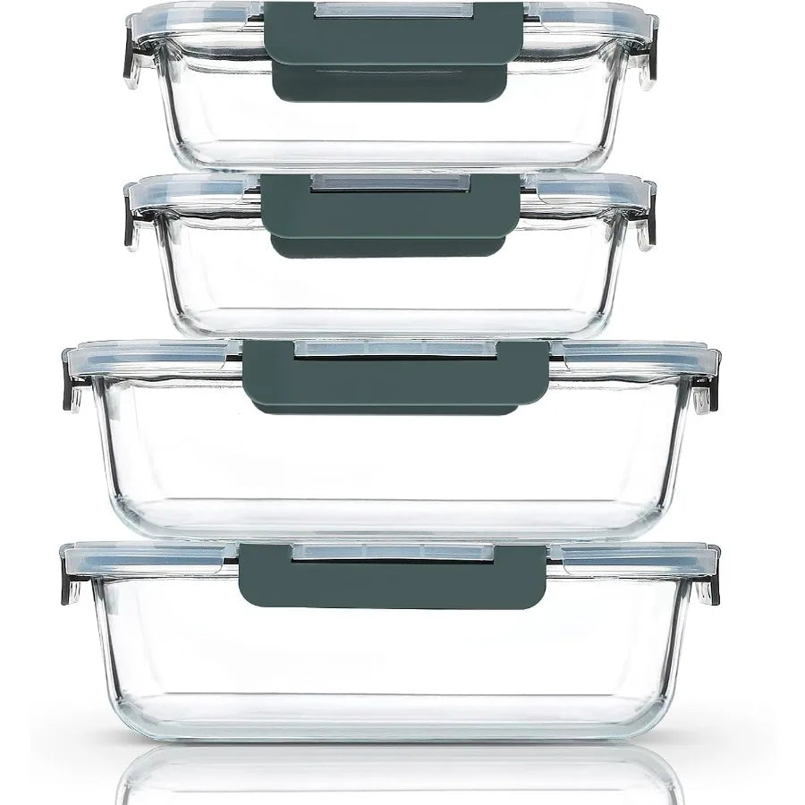 Glass Food Storage and Baking Containers Set with Airtight Lids Microwave Safe for Meal Prep and Leftovers