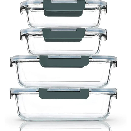 Glass Food Storage and Baking Containers Set with Airtight Lids Microwave Safe for Meal Prep and Leftovers