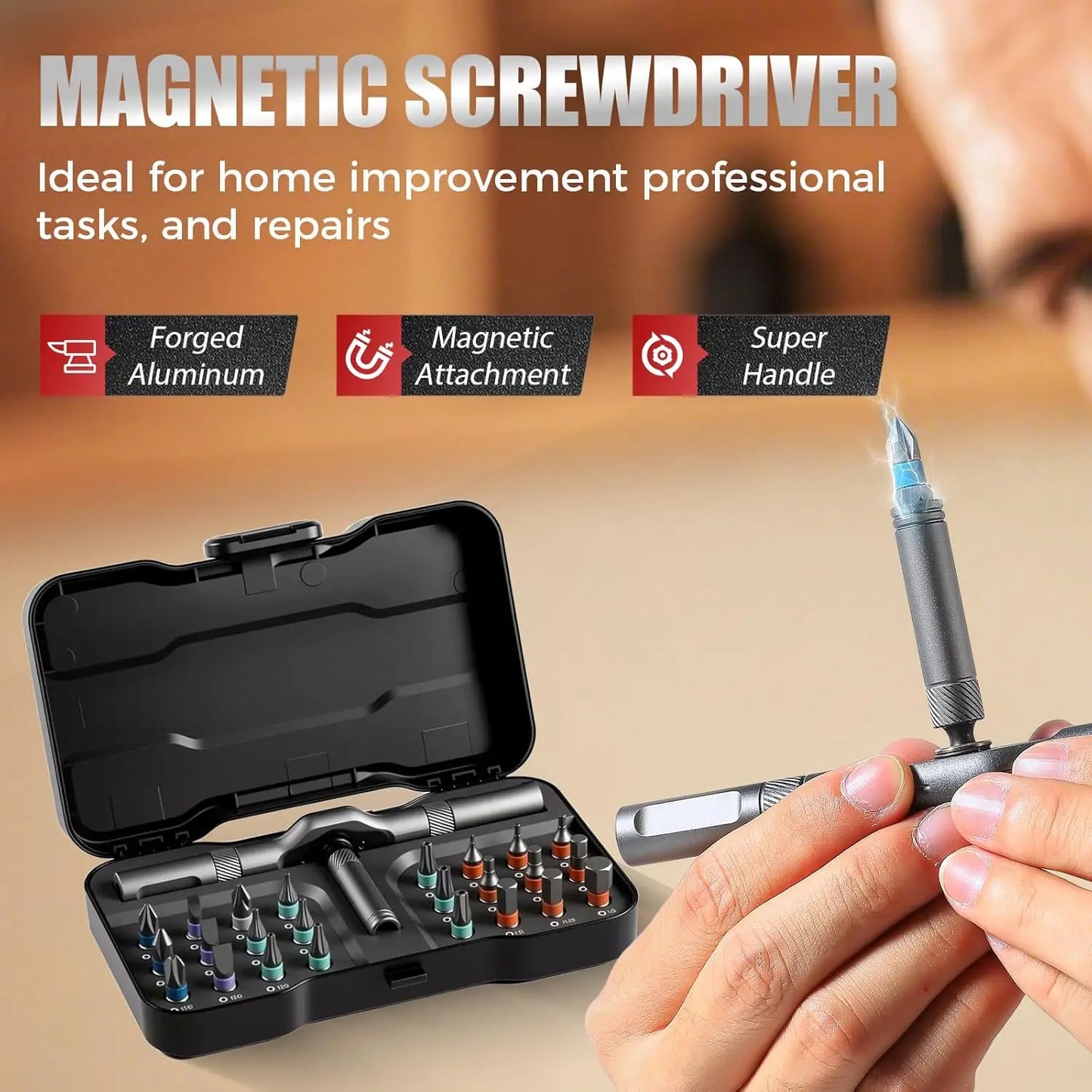 Vman 24-in-1 Multifunction Ratchet Screwdriver Set With Magnetic Bits Tool Kit For PCs