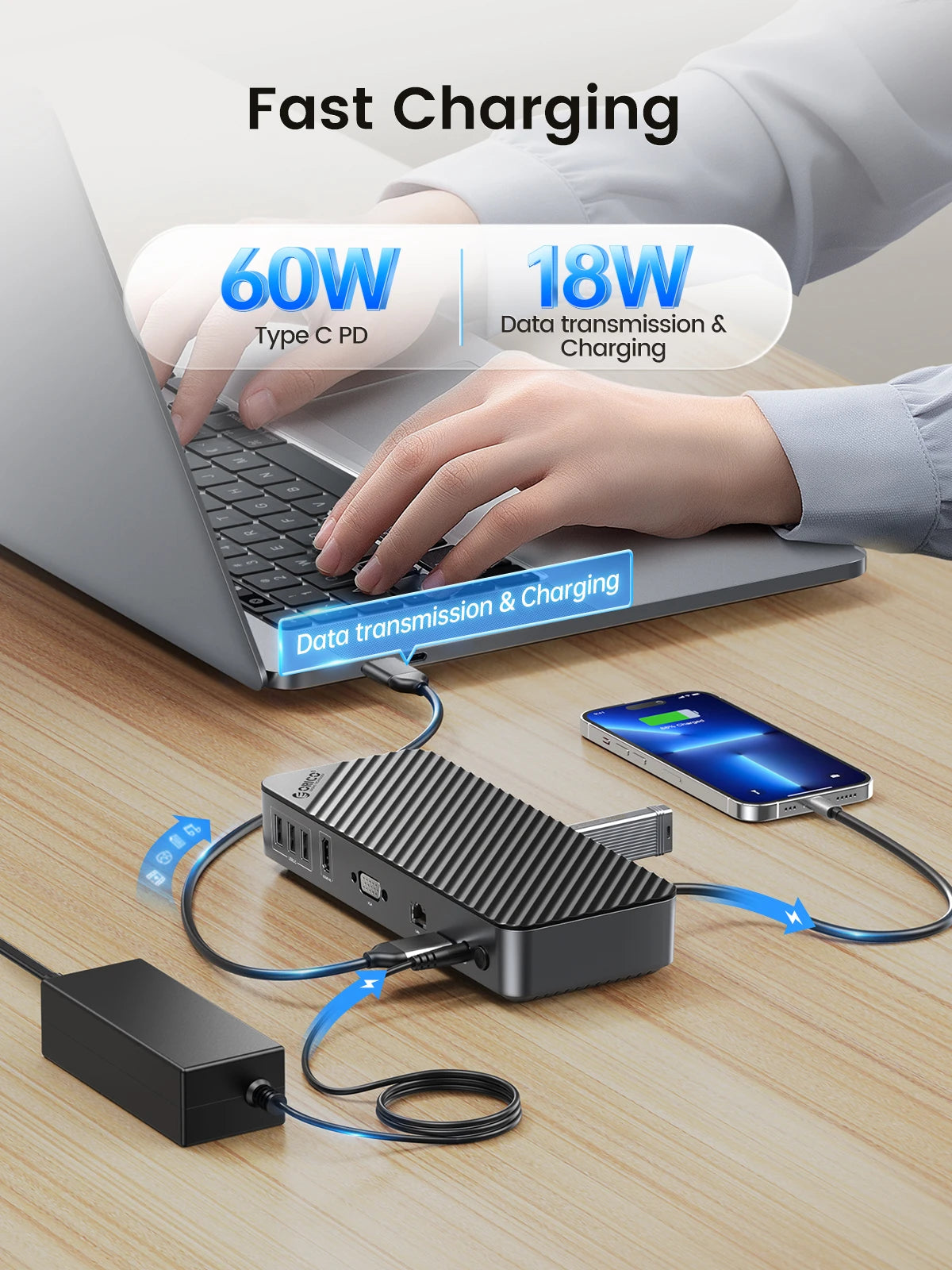 Orico 19 In 1 USB C Docking Station With 4K HDMI VGA Audio RJ45 PD Power Adapter