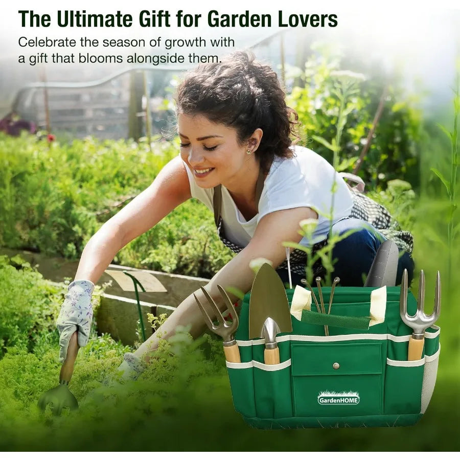 Gardening Tools Sets Stainless Steel Featuring Ergonomic Wooden Handles Included