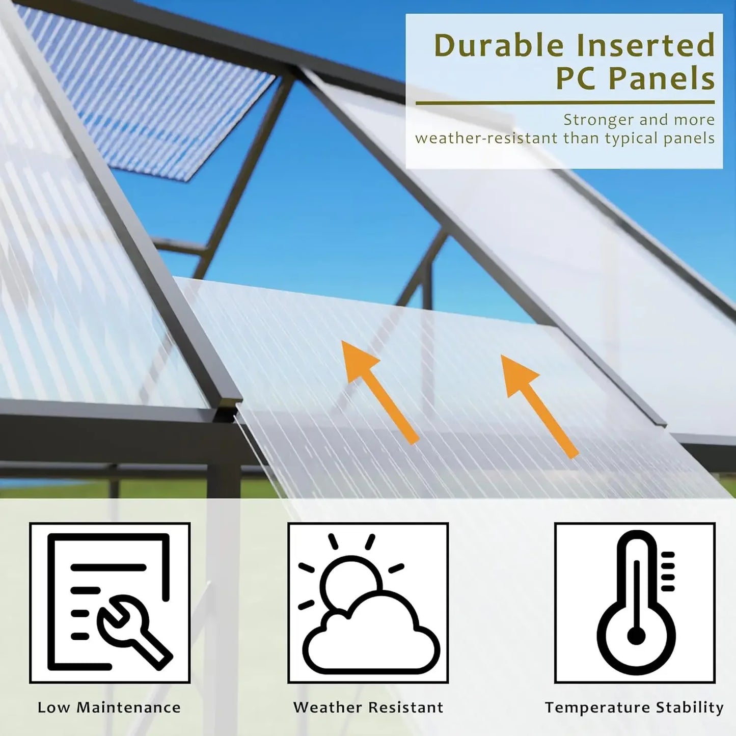 Heavy Duty Aluminum Polycarbonate Greenhouse With Roof Vent For AllSeasonWeatherproof