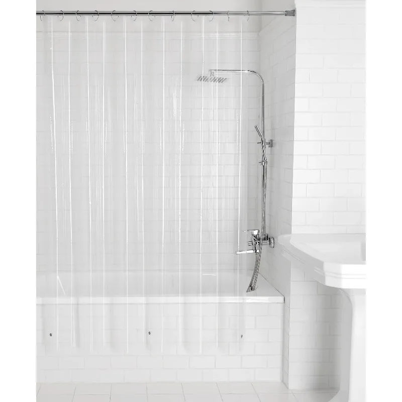 Lightweight PEVA Shower Curtain Liner 2 Pack Clear Magnetic Bottom Reinforced Buttonhole Top