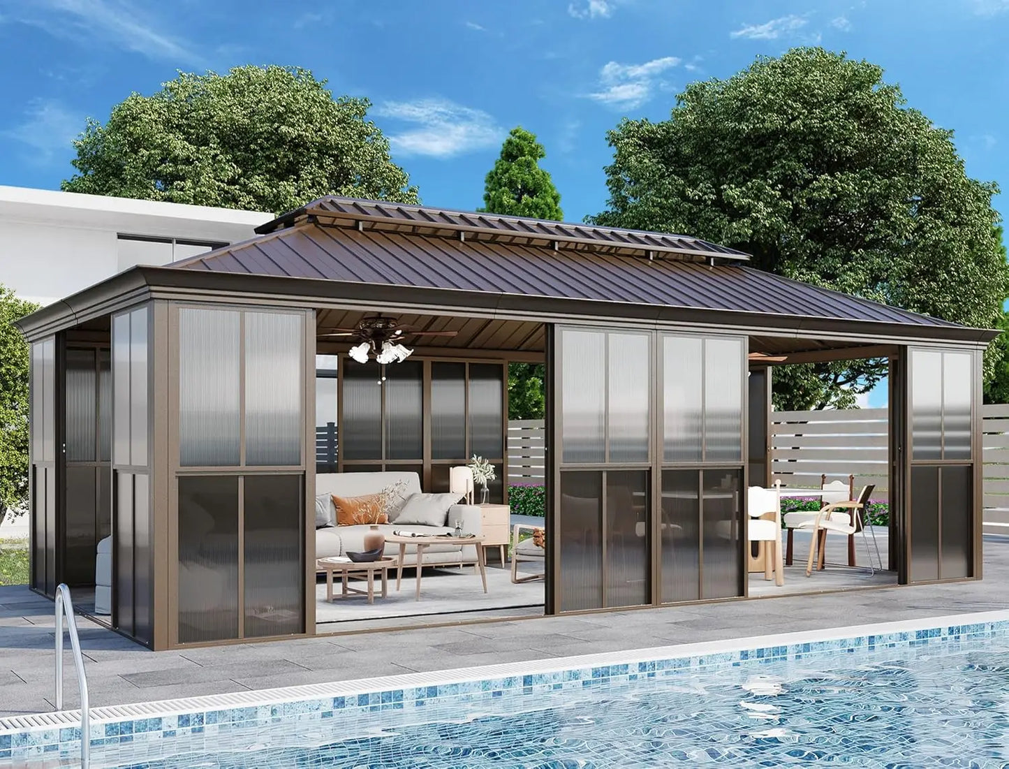 Sunroom Gazebo With Sliding Doors Aluminum Frame For Backyard