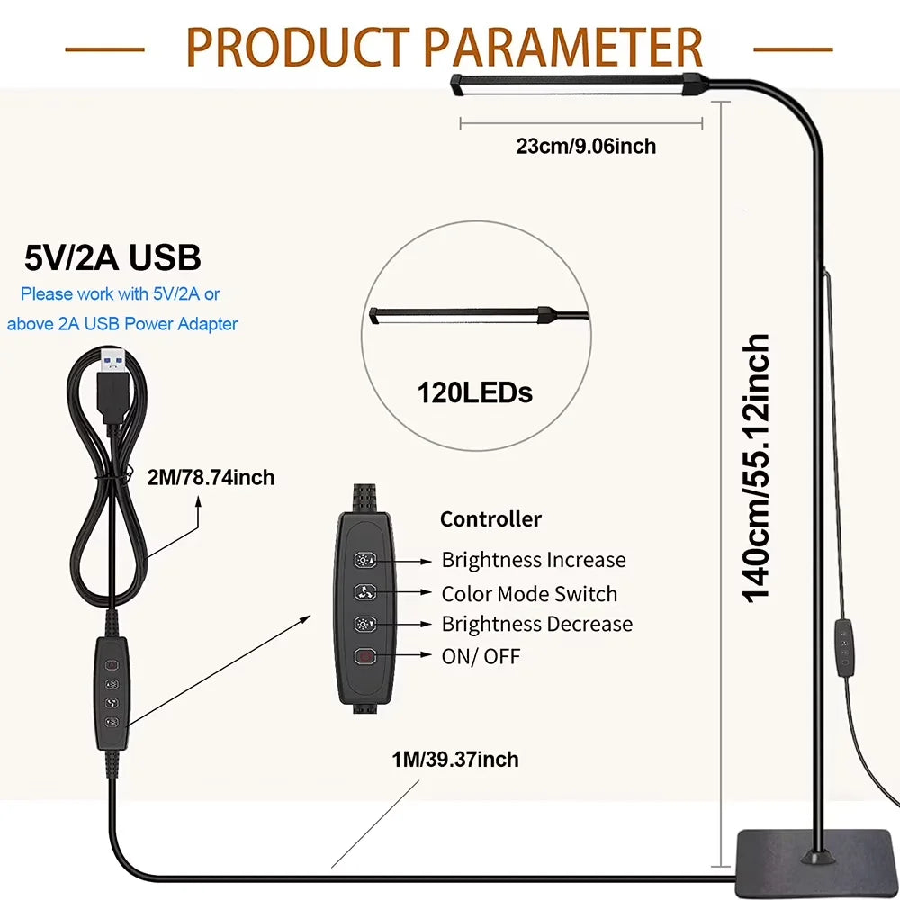 Dumiloo Led Gooseneck Floor Reading Lamp Dimmable With Usb Port