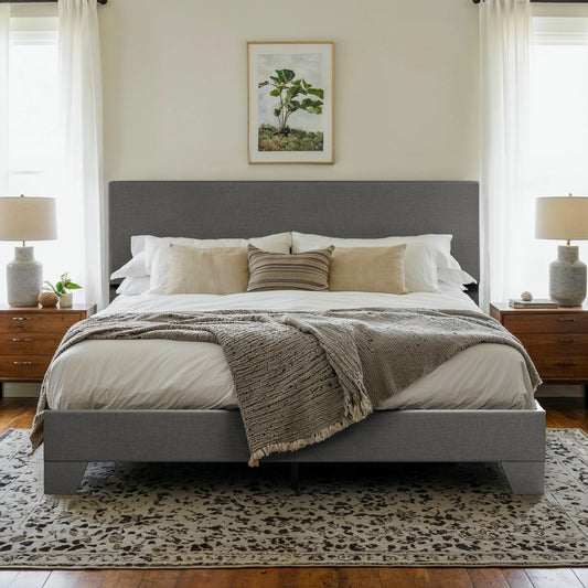 HOOMIC Upholstered Bed Frame With Adjustable Headboard Available In 1400mm 1500mm And 1900mm Widths