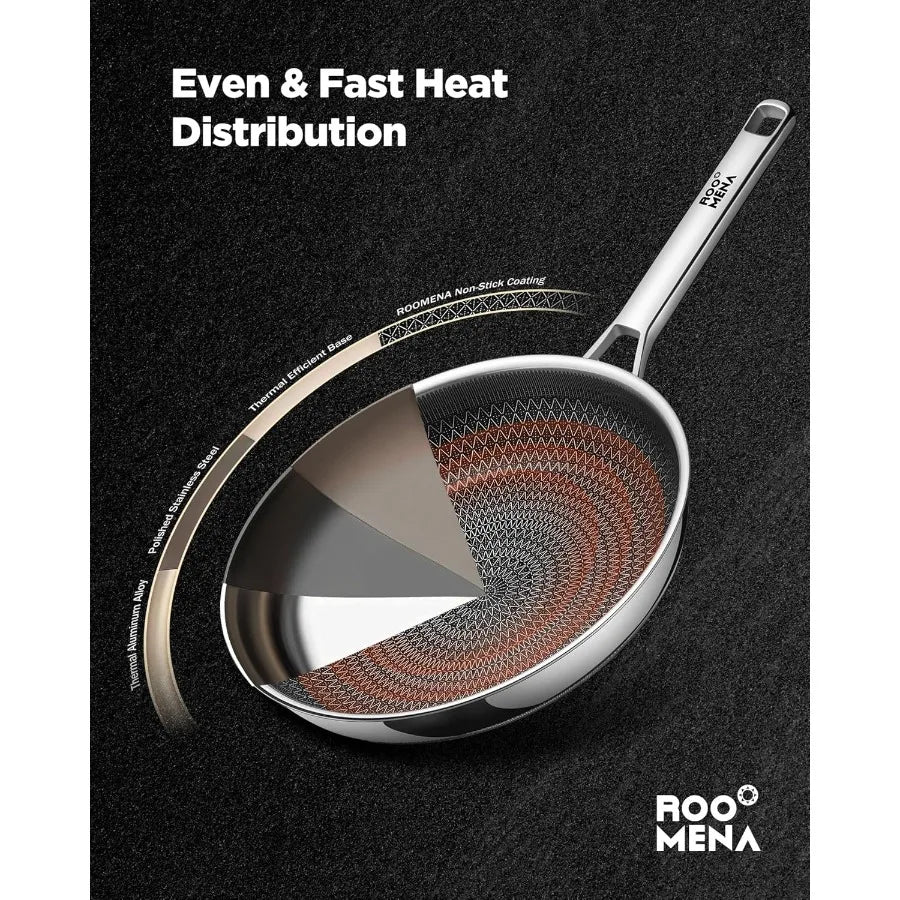 Pots and Pans Set Hybrid Stainless Steel 17PC Nonstick TriPly Cookware Set w Frying pan Dishwasher and Oven Safe PFOAFree Metal