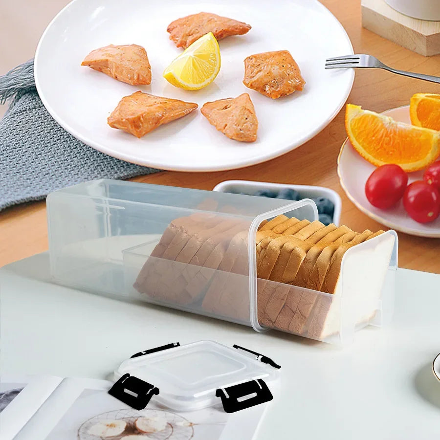 Clear Airtight Bread Box With Lid For Fresh Homemade Bread Transparent Countertop Storage Container