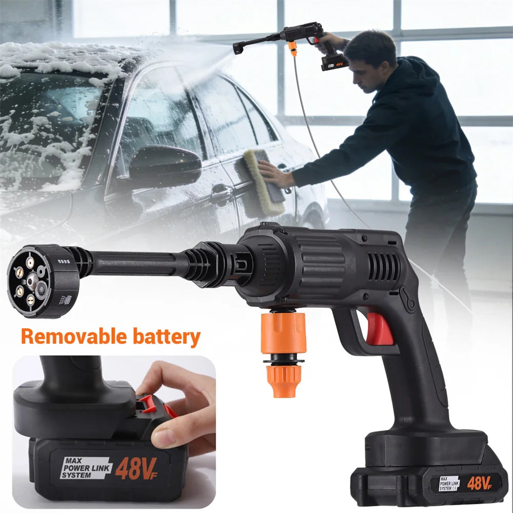 Cordless Electric Pressure Washer 1000 PSI With Six In One Nozzle Dual Batteries Portable Cleaning Tool For Cars Patios