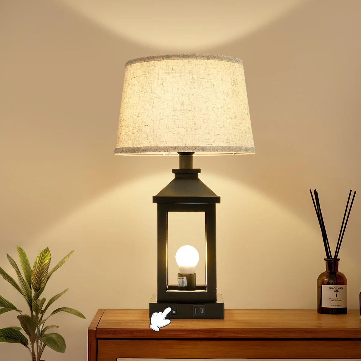 IndustrialGrade Contemporary Farmhouse BedsideNightstand Table Lamps 2Pack With DimmableControl