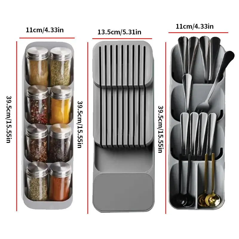 Kitchen Drawer Organizer Tray for Cutlery Knives Spices Utensils and Tableware Storage