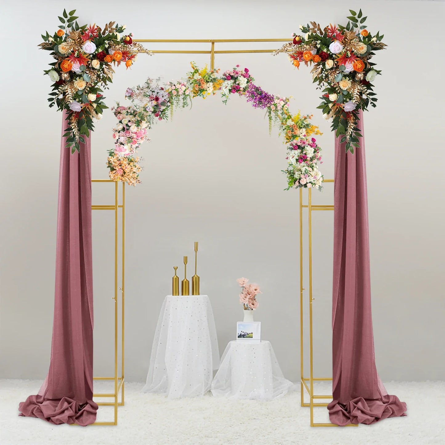 NONECN Gold Balloon Arch Stand For Wedding Ceremonies With Rust Resistant Carbon Steel Frame And Reinforced Crossbars