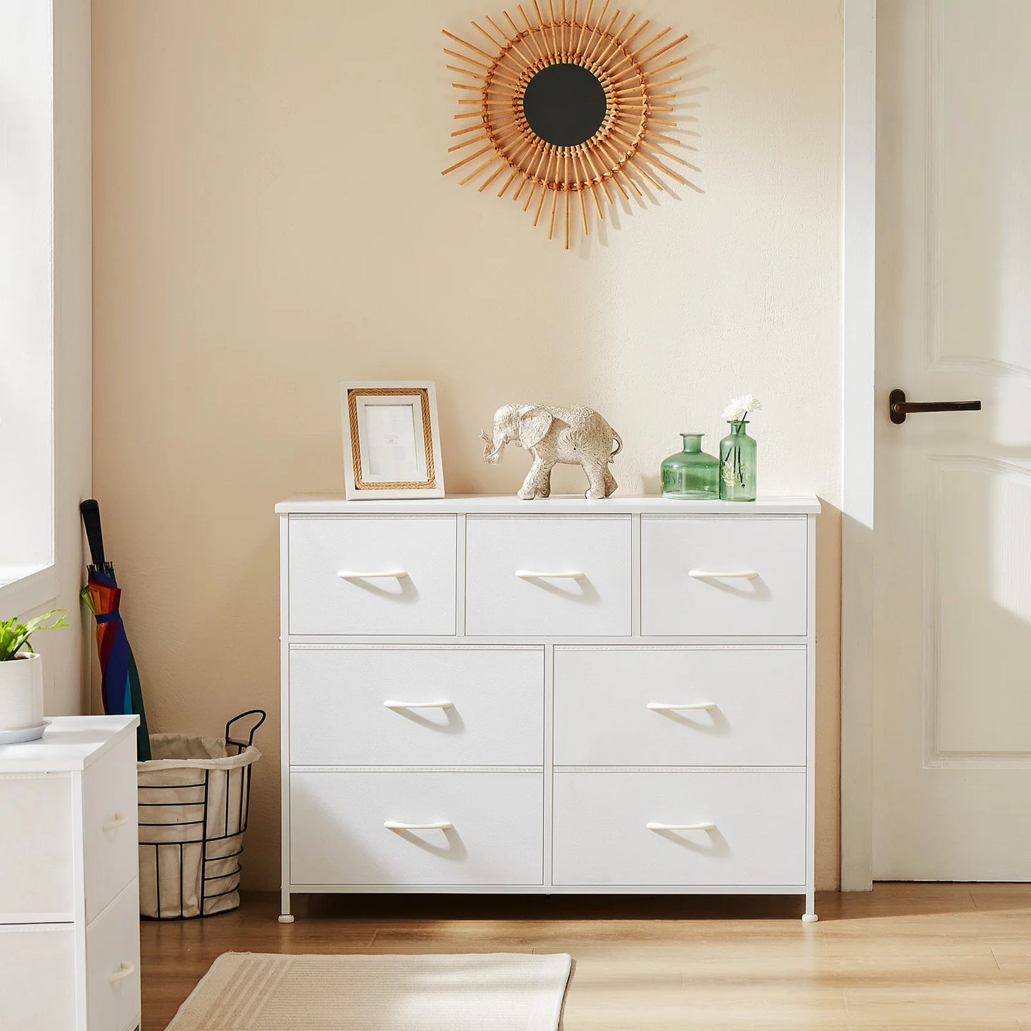 JHK Dresser With Seven Fabric Drawers Storage Cabinet