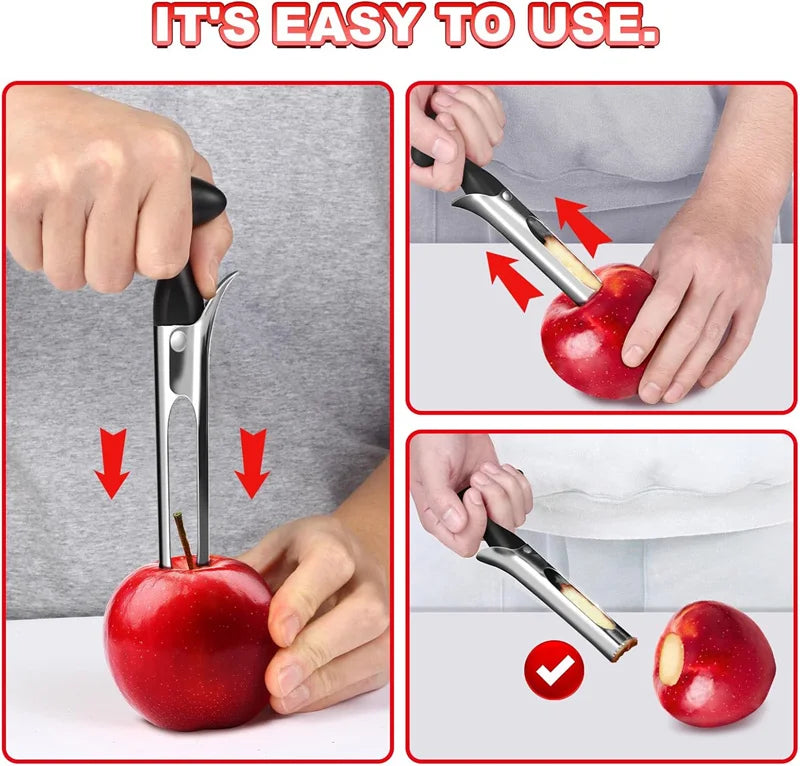 Stainless Steel Apple Core Remover And Pitter Tool For Apples And Pears, Quick Core And Pit Removal