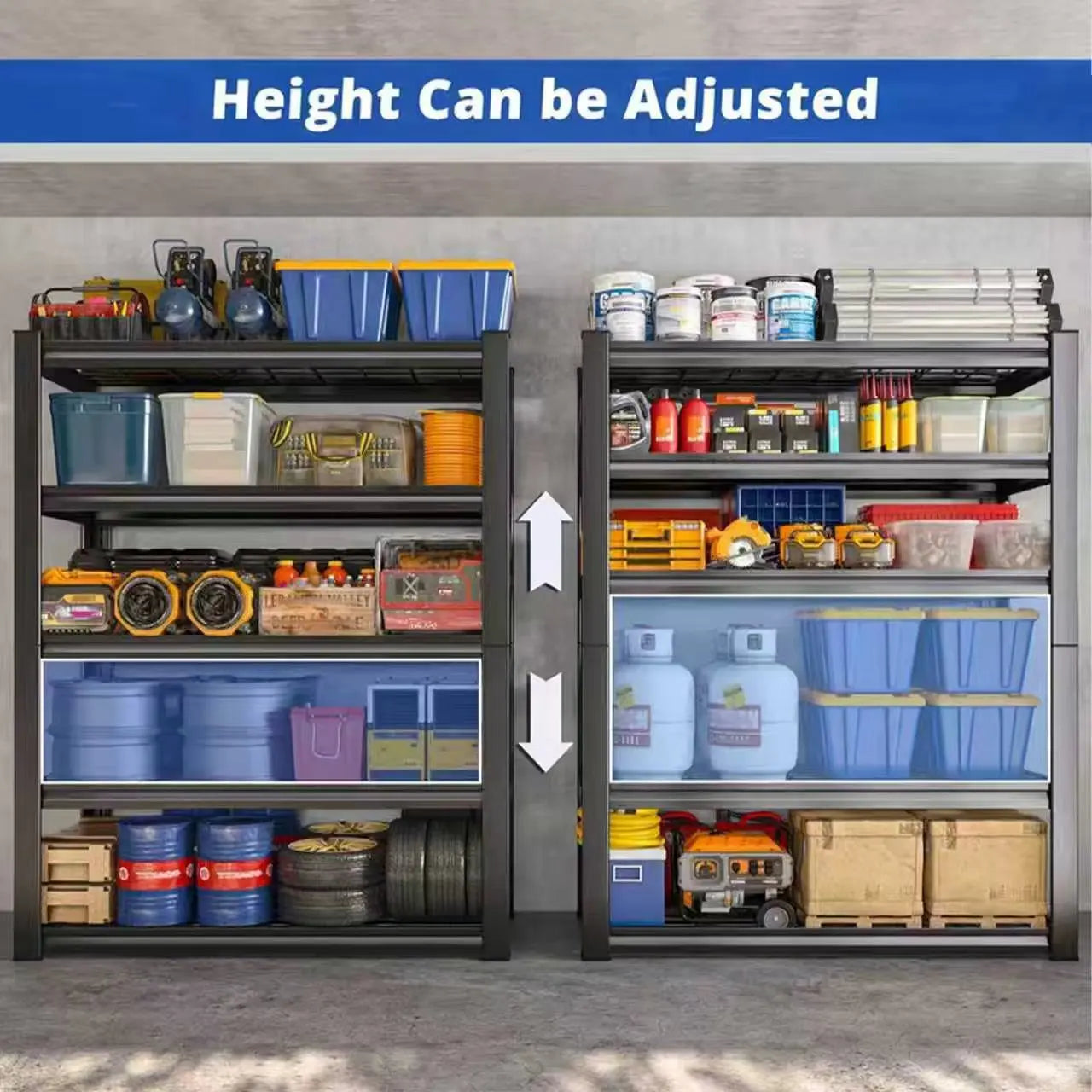 Nnovaro  72" Adjustable Metal Double Layer Column Shelving, Commercial Grade Utility Rack for Warehouse, Basement, Kitchen
