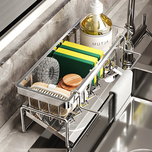 Tilt-Water Filter Shelf: Instantly Drains Sponges & Keeps Sink Dry. The Must-Have for a Clean & Efficient Christmas Kitchen!