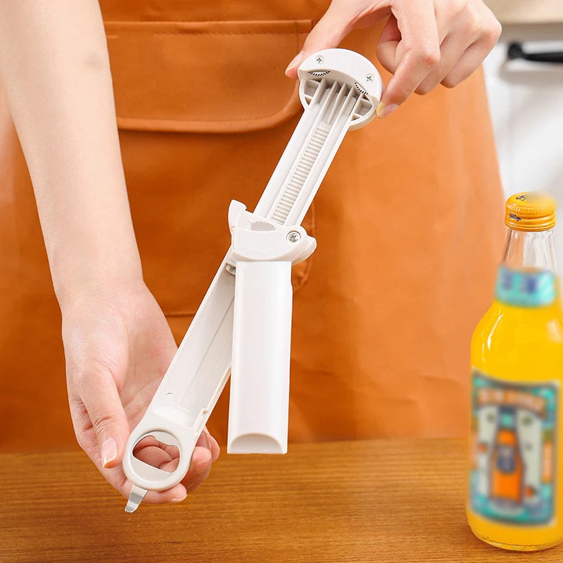 Ergonomic Multifunctional Bottle Opener Adjustable Stainless Steel For Seniors With Easy Grip
