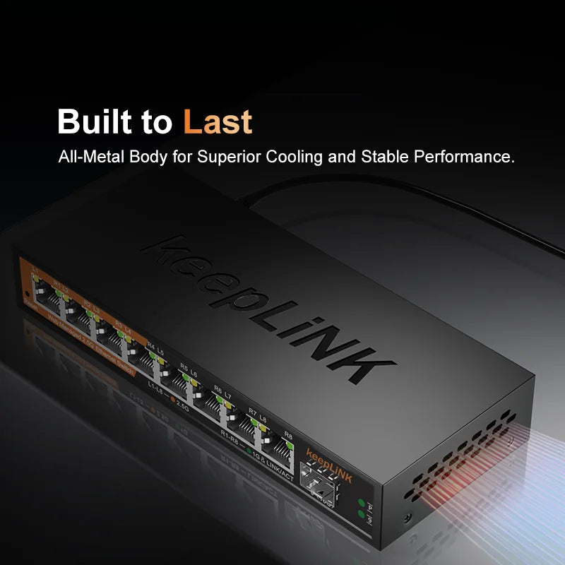 KeepLiNK KP9000 2.5G Managed Switch With Eight 2.5G RJ45 Ports And One 10G SFP Plus Uplink
