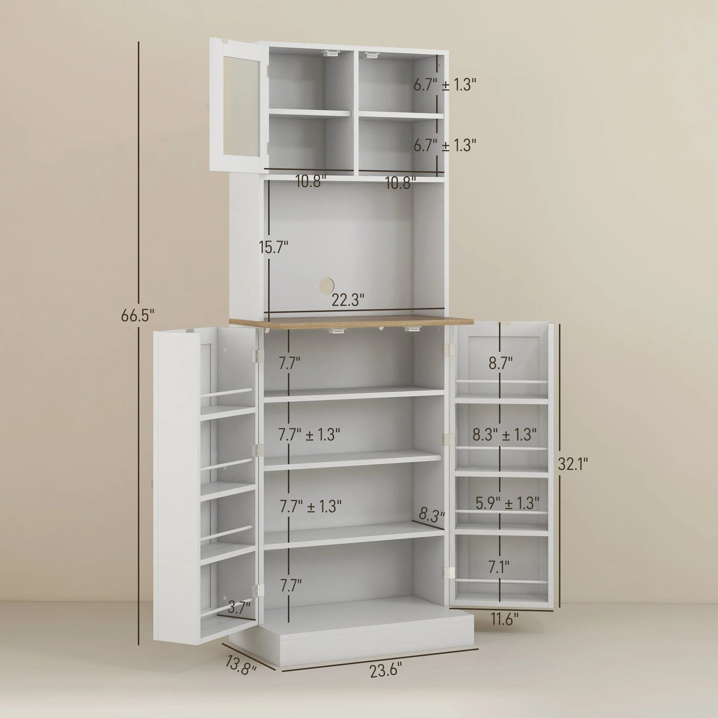 HOMCOM Kitchen Pantry Storage Cabinet With Microwave Stand For Modular Kitchen Organization