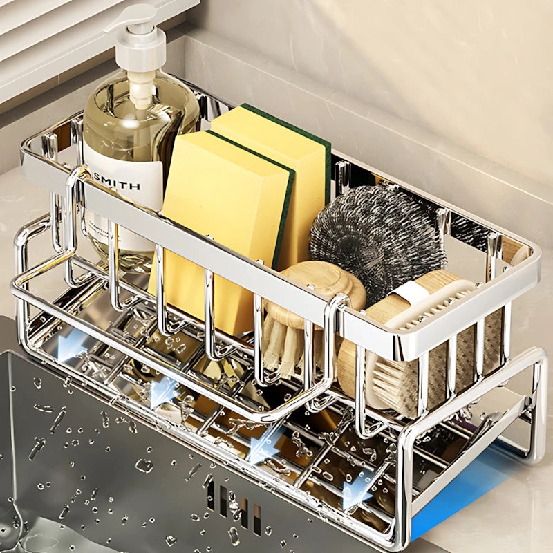 Tilt-Water Filter Shelf: Instantly Drains Sponges & Keeps Sink Dry. The Must-Have for a Clean & Efficient Christmas Kitchen!