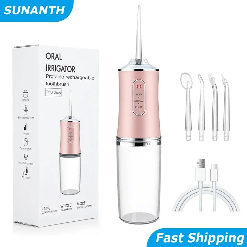 Portable Cordless Dental Water Flosser And Oral Irrigator IPX7 Waterproof