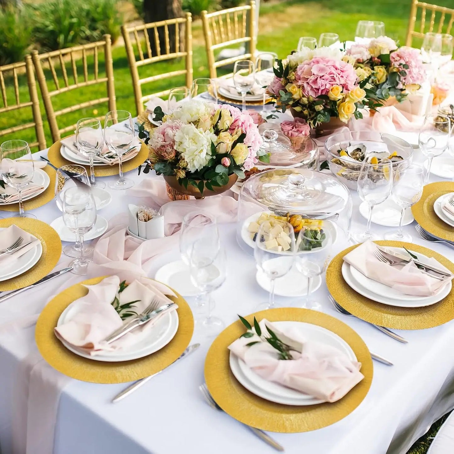 Gold Charger Plates Set Bulk 100 Pack For Weddings And Events Durable PP Plastic Quality