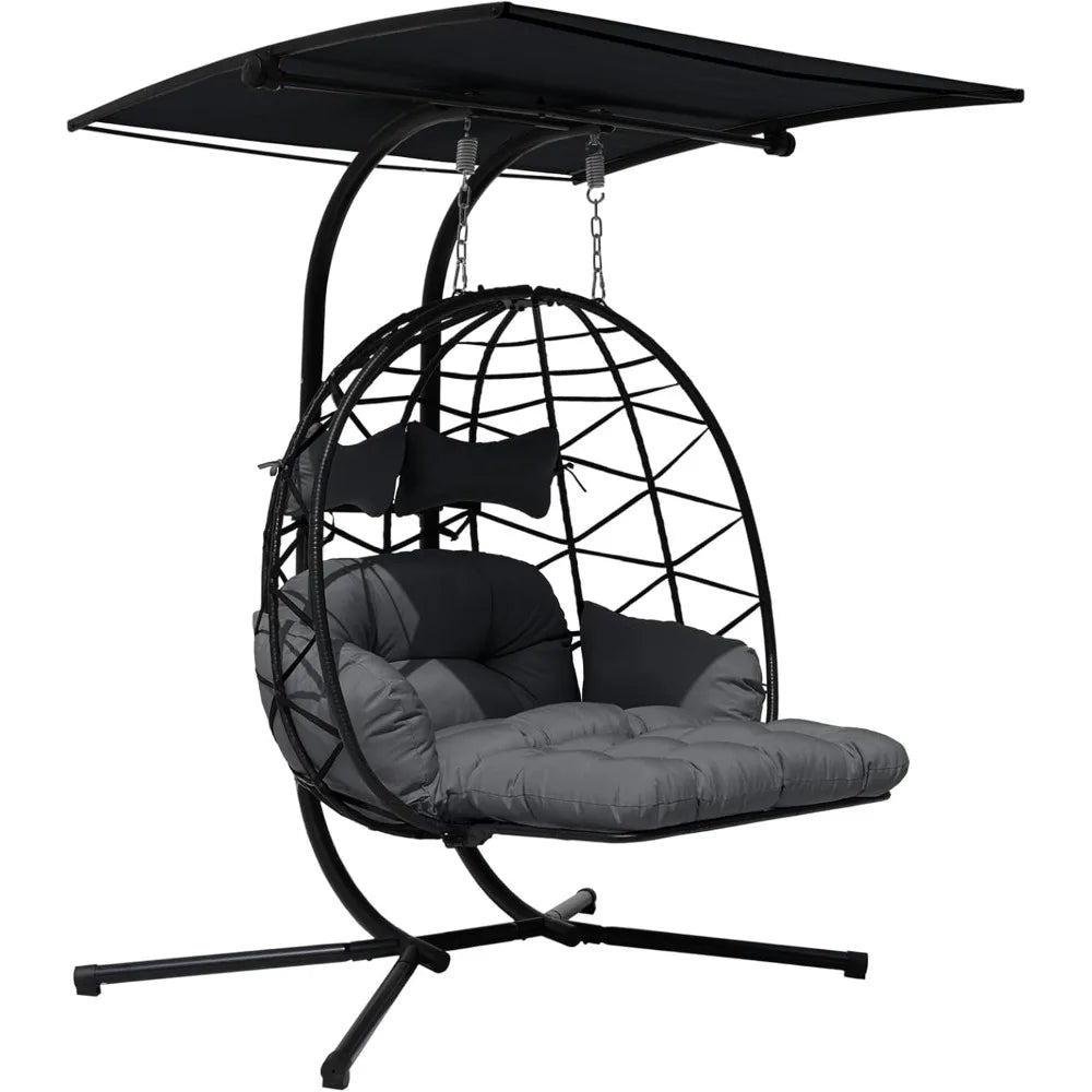 Double Egg Chair With Stand And Canopy