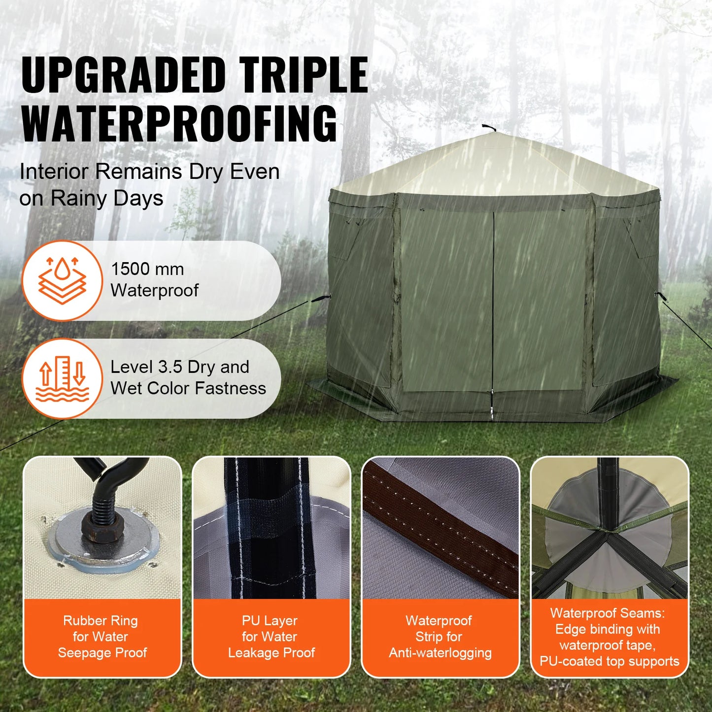 SucceBuy Pop Up Gazebo Tent Screen Shelter With Mesh Windows And Removable Privacy Panels