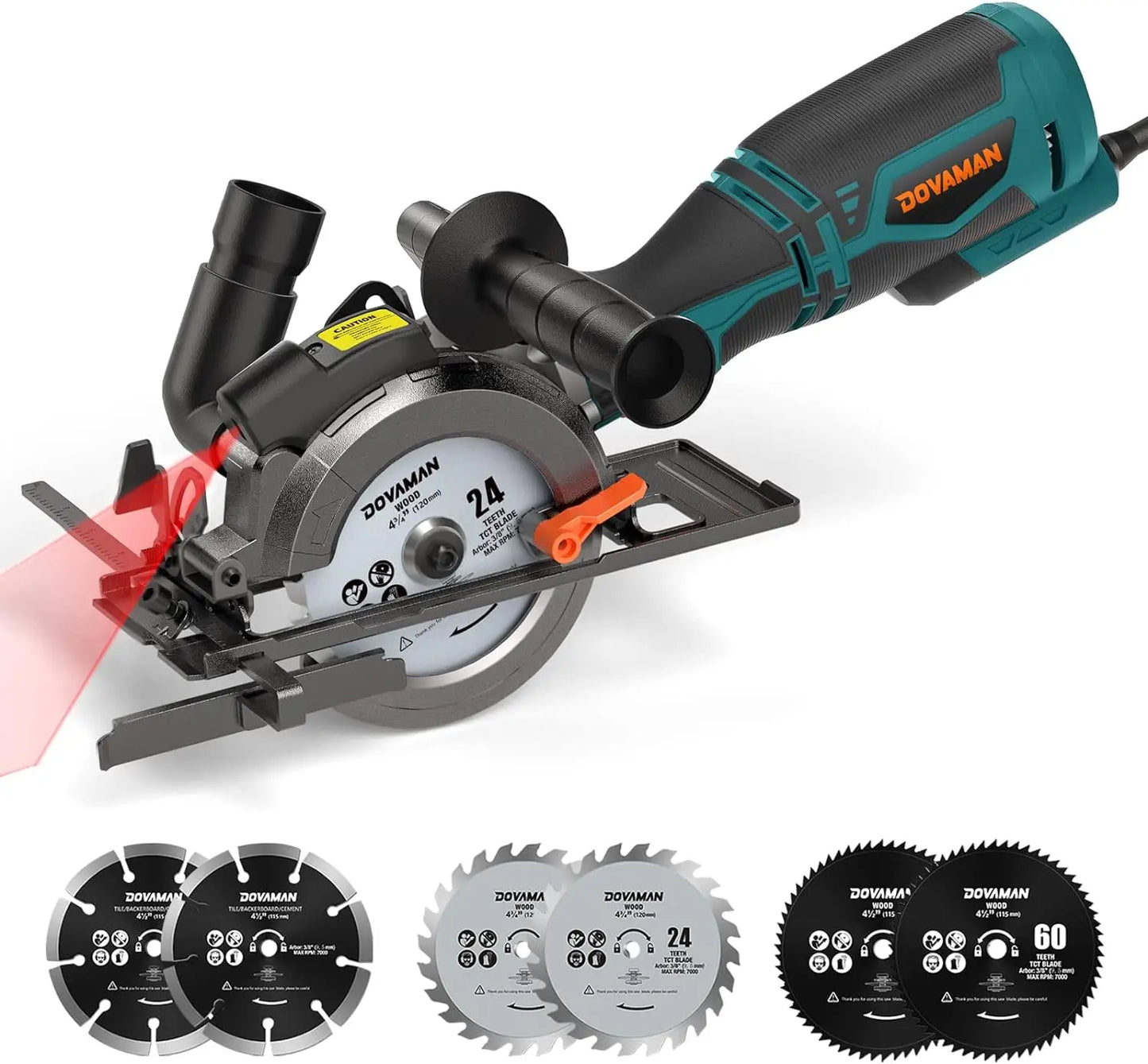 DOVAMAN 5.8A Circular Saw With Laser Guide And Six Blades