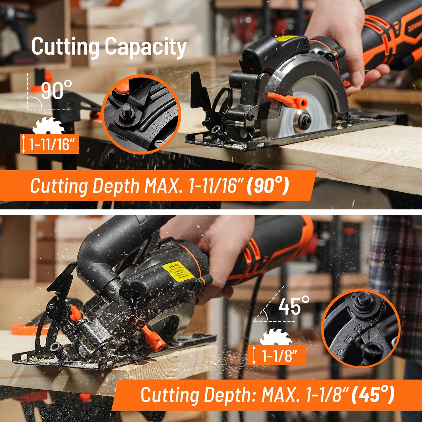 DOVAMAN 5.8A Circular Saw With Laser Guide And Six Blades