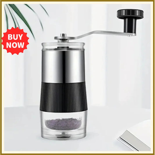 Portable Manual Ceramic Burr Coffee Grinder With Stainless Steel Body