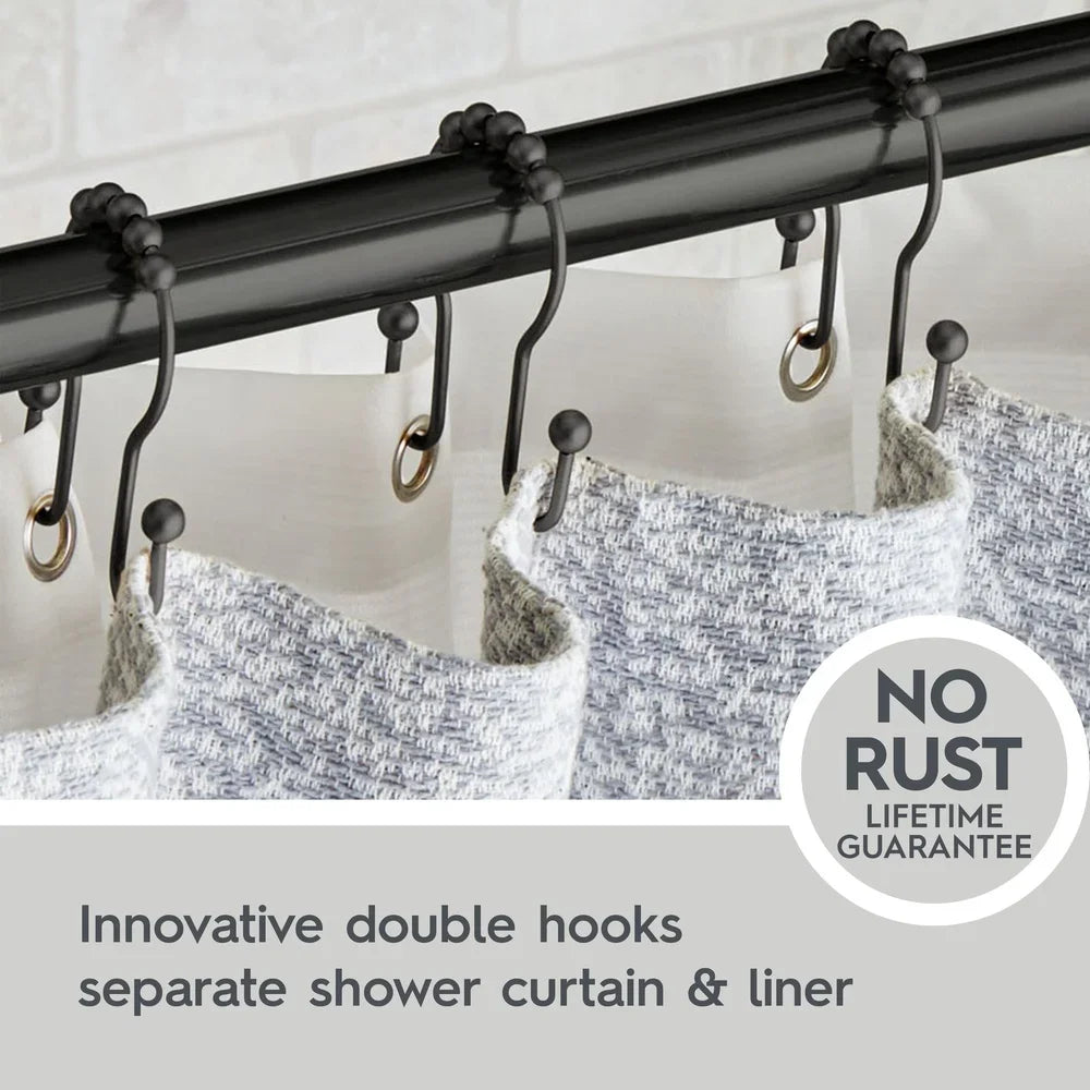 Stainless Steel Shower Curtain Hooks With Easy Glide Rollerballs