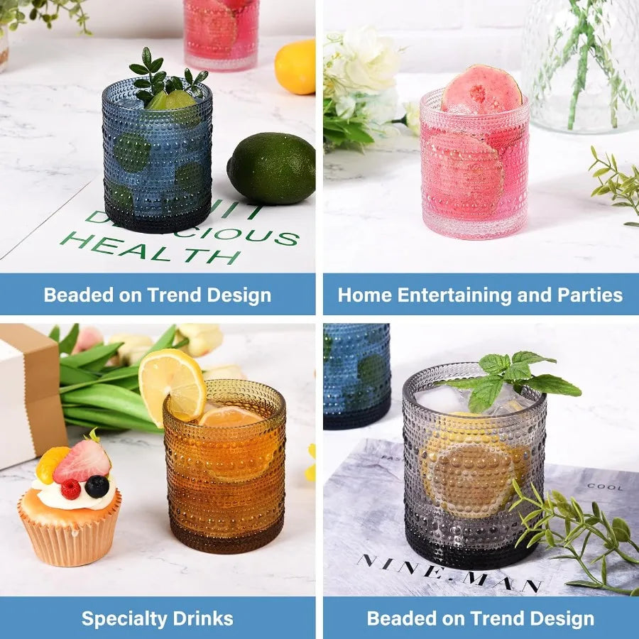 Hobnail Vintage Textured Cocktail Glasses Set of Six