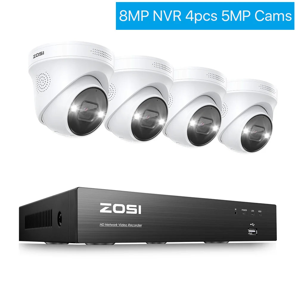 ZOSI 4K 8MP PoE Surveillance Kit System 8 Channel NVR AI With Weatherproof Cameras And Smart Alerts