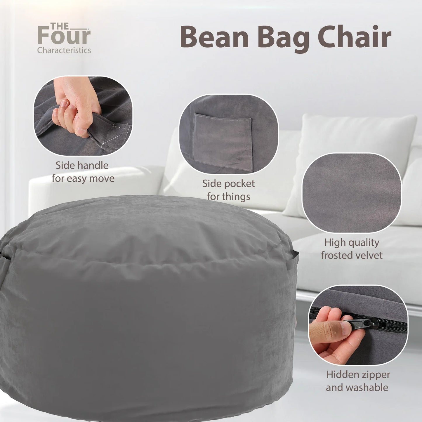 Oversized BeanBagChair For GamingAndReading With Removable Washable Cover Durability Assured