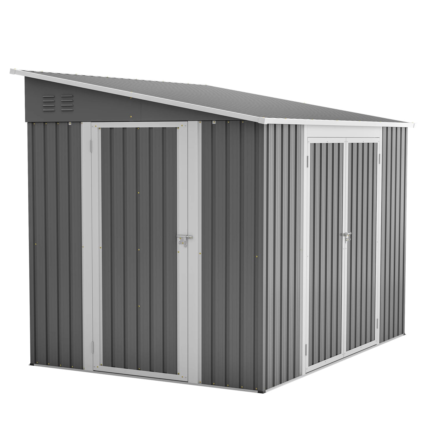 LZBEITEM Metal Outdoor Waterproof Storage Shed With Two Lockable Doors For Garden And Backyard