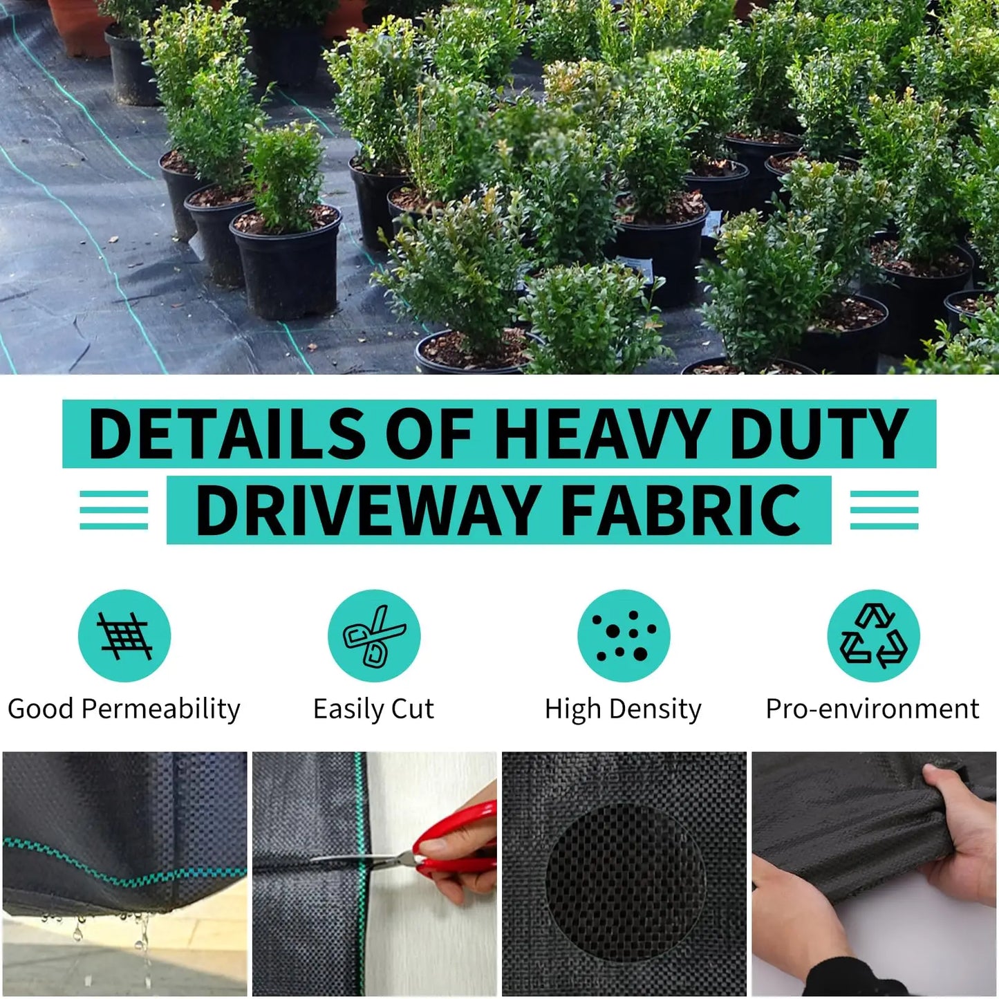 HiMISS Heavy Duty Woven Weed Barrier Landscape Fabric For Effective Weed Control And Soil Aeration