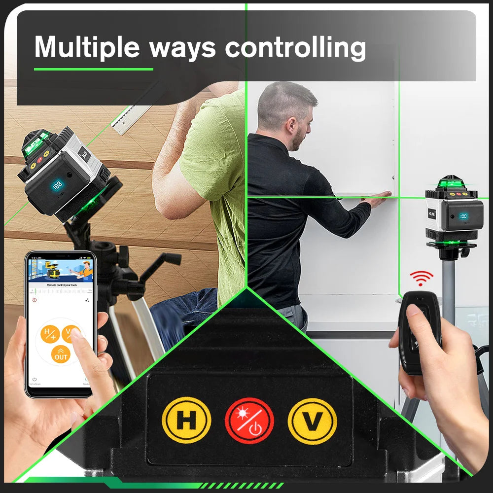 HGLINE 360 Degree Horizontal And Vertical Laser Level With App Remote Control For Precise Alignment